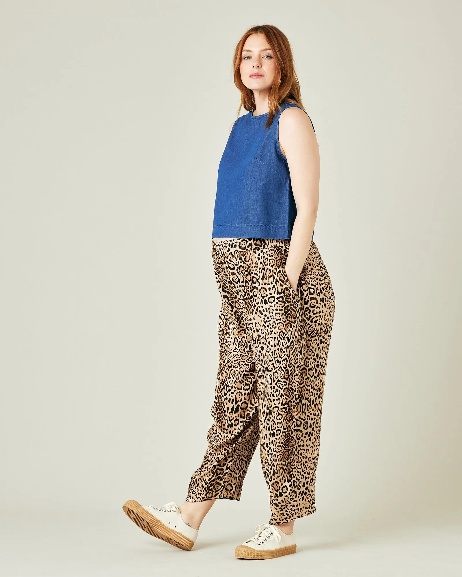 Mabel Leopard Print Cupro Trousers