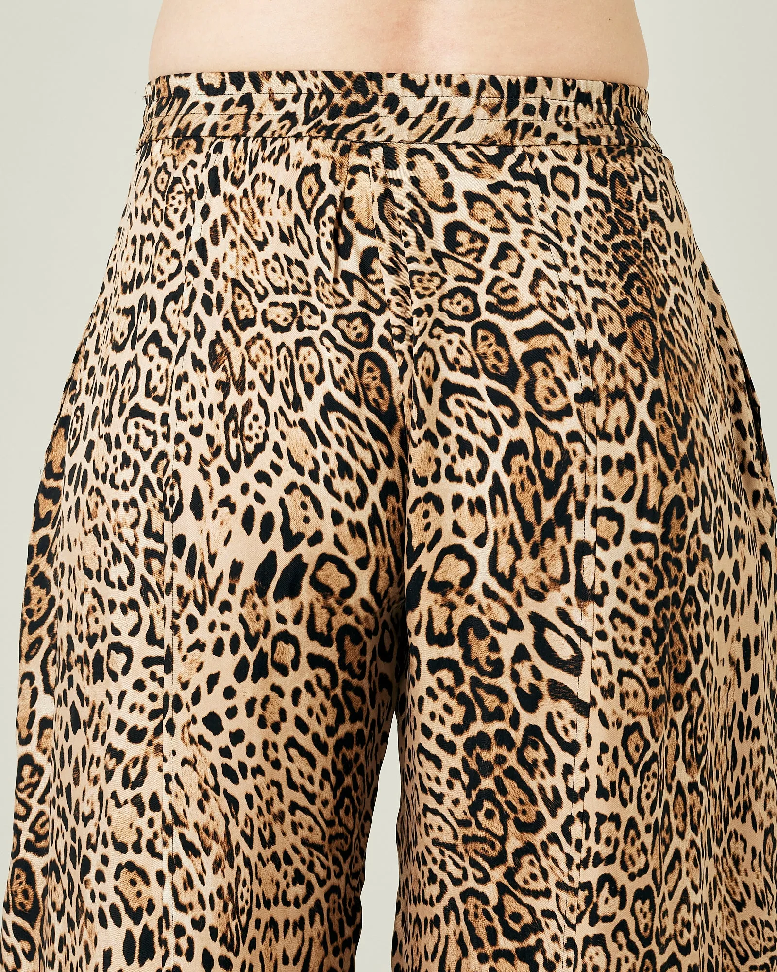 Mabel Leopard Print Cupro Trousers