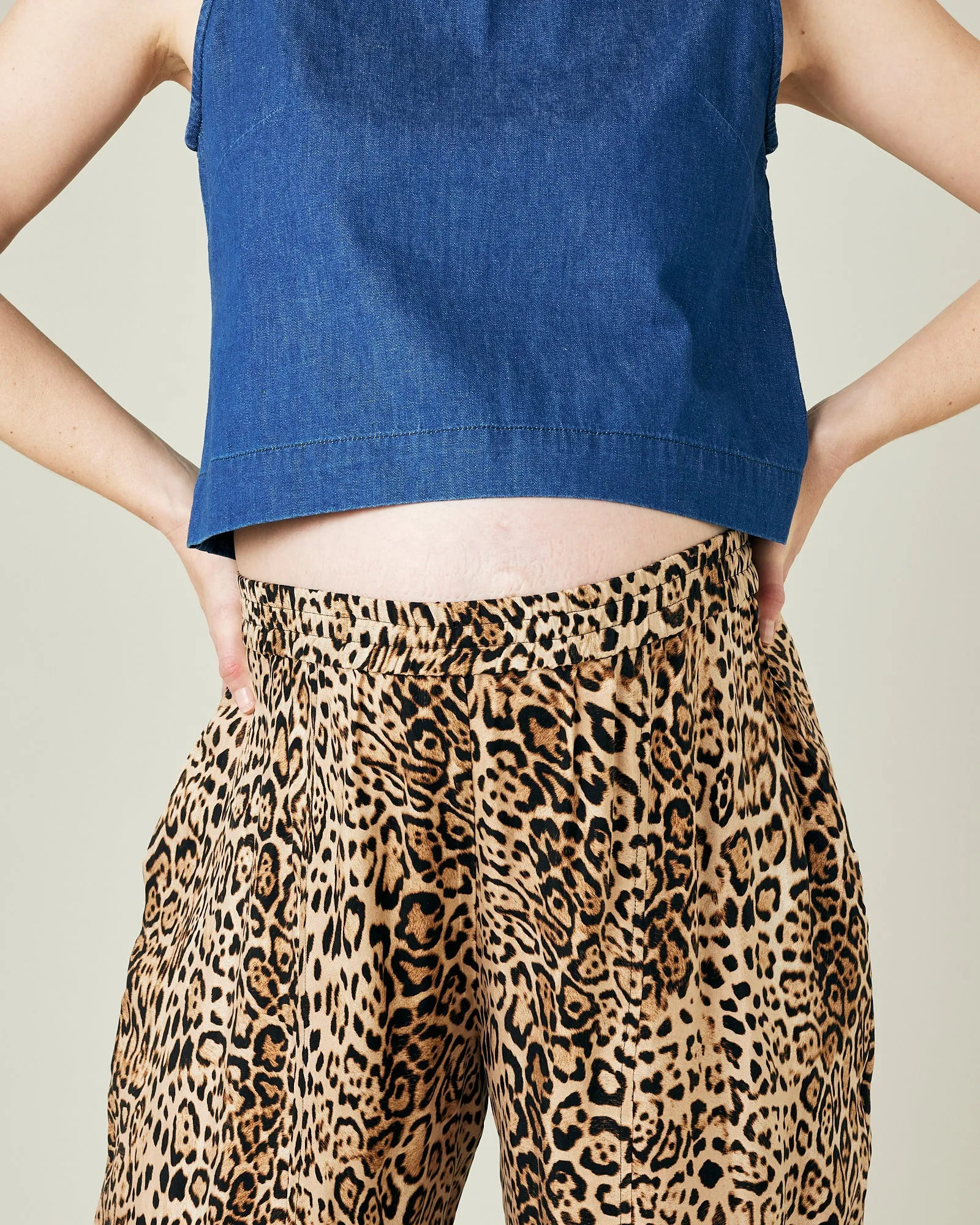 Mabel Leopard Print Cupro Trousers