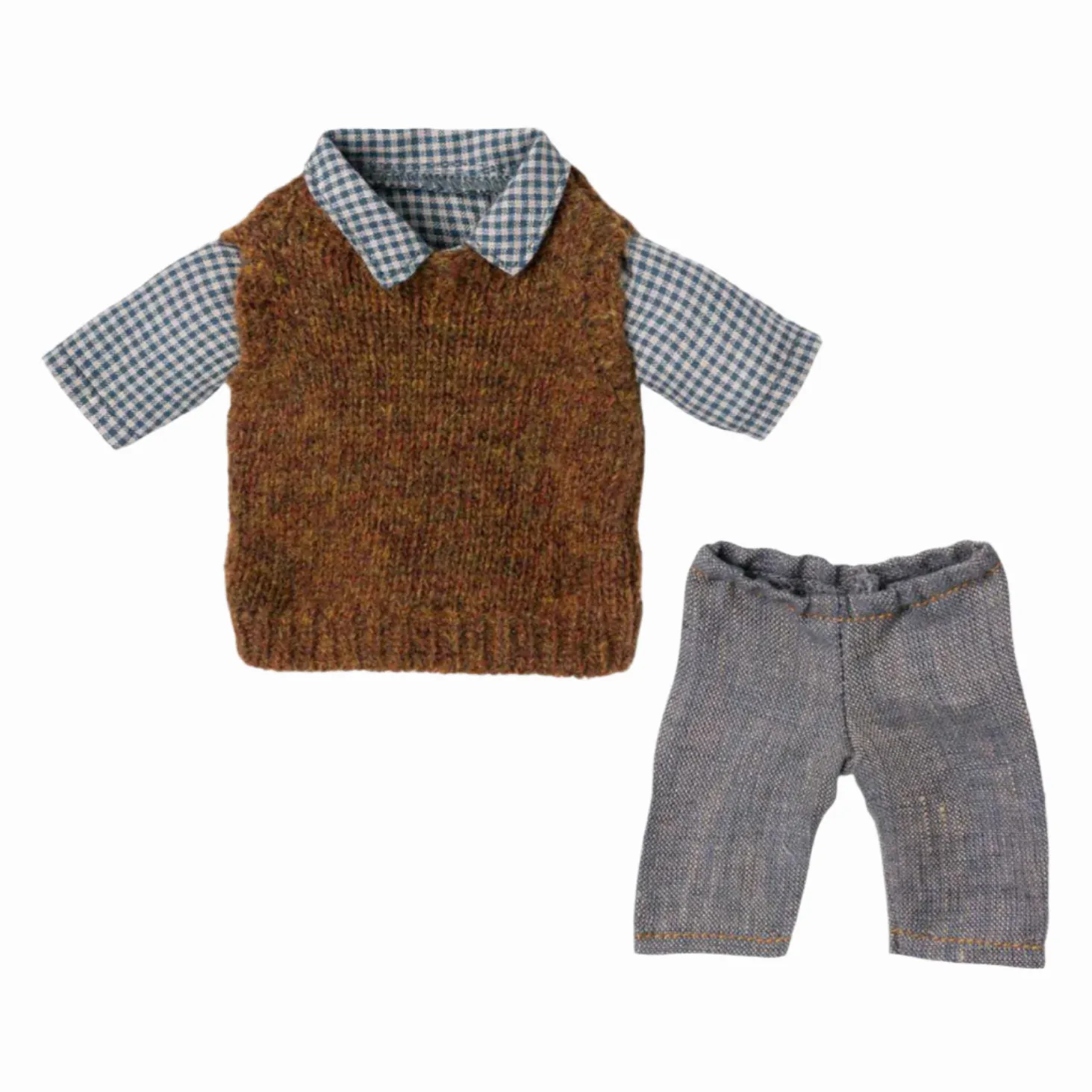 MAILEG TEDDY DAD SHIRT, SLIPOVER/VEST & PANT