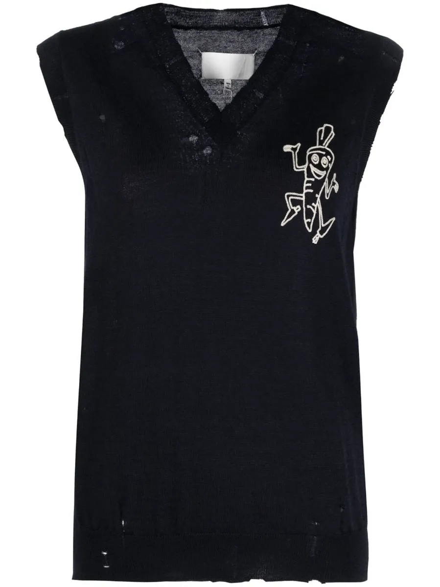 Maison Margiela    Maison Margiela Embroidered Wool Vest