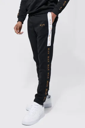 Man Gold Skinny Side Panel Tricot Joggers