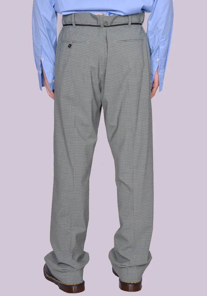 MARNI PUMU0214QU CHECKED STRETCH WOOL TROUSERS PALE MINT