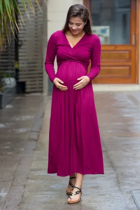 Maroon Berry Maternity & Nursing Maxi