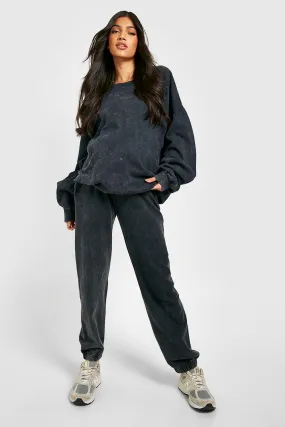 Maternity Acid Wash Sweatshirt Tracksuit