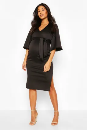 Maternity Angel Wing V-neck Midi Dress