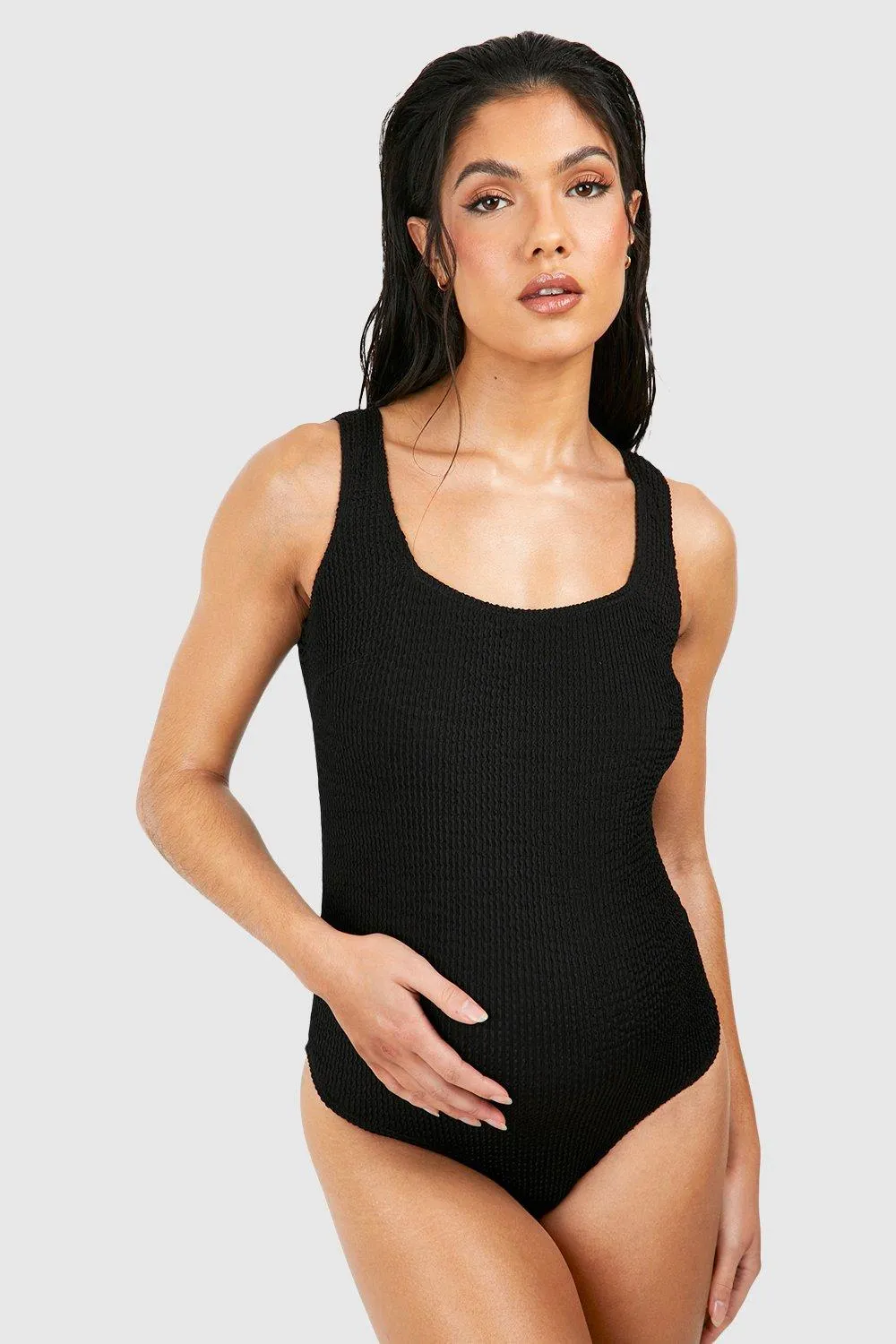 Maternity Crinkle Square Neck Swimsuit