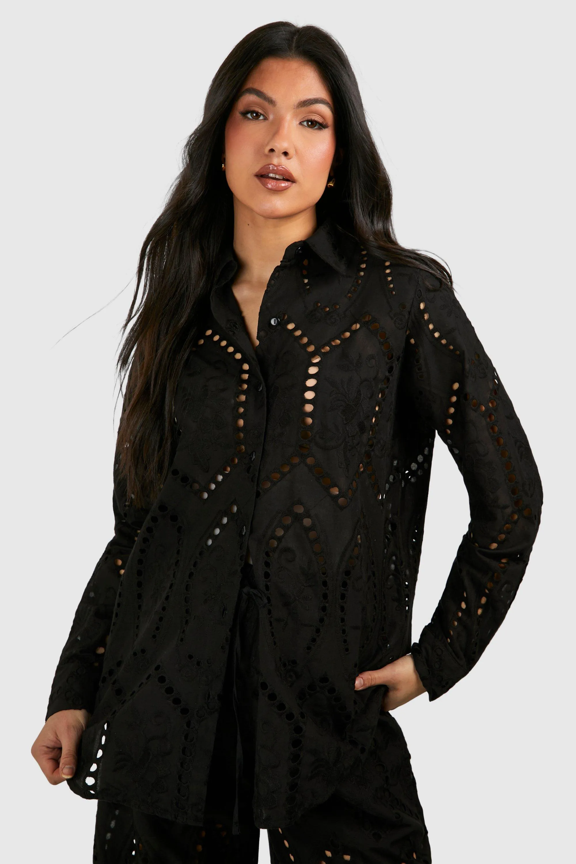 Maternity Eyelet Oversized Shirt