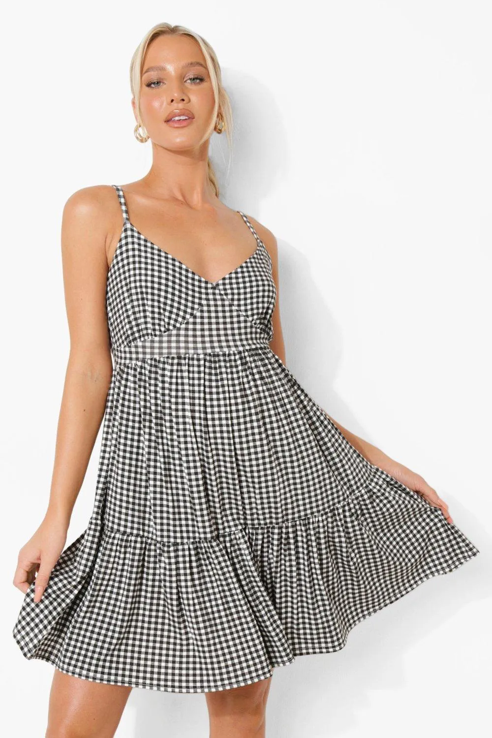 Maternity Gingham Strappy Tiered Sundress