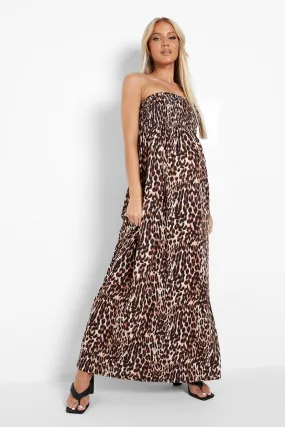 Maternity Leopard Shirred Maxi Dress