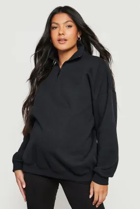 Maternity Oversized Half Zip Sweatshirt