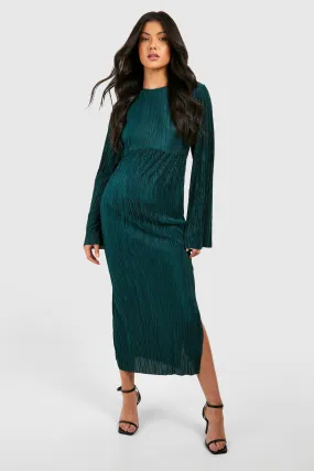 Maternity Plisse Batwing Midi Dress