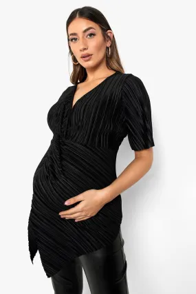 Maternity Plisse Twist Front Top