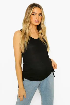 Maternity Rib Ruched Side Tank Top