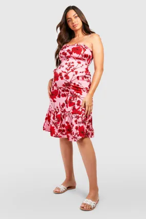 Maternity Strappy Frill Hem Midi Dress