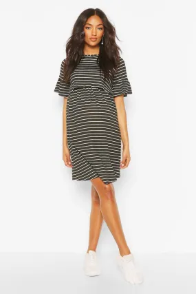 Maternity Stripe Nursing Smock Dress