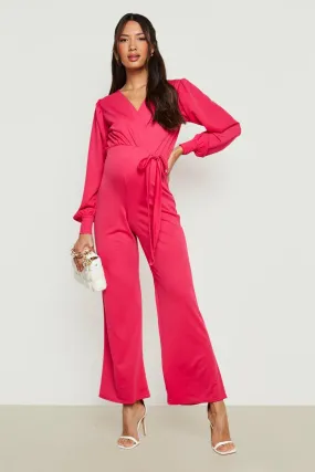 Maternity Wrap Wide Leg Jumpsuit