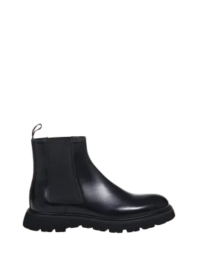 MEN DOUCAL'S BLACK CALF LEATHER BEATLES BOOT