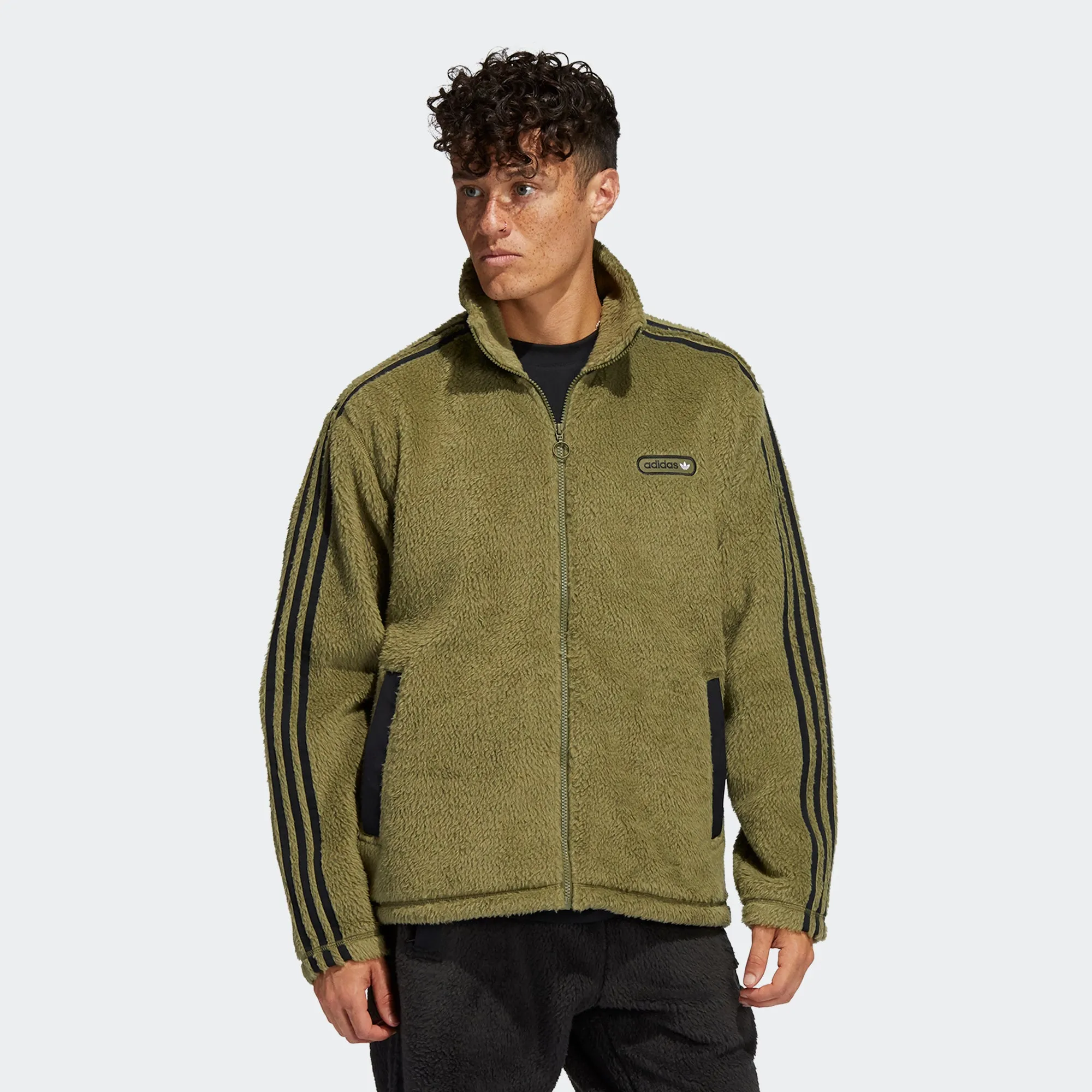 Men's adidas Originals SPRT Firebird Sherpa Track Jacket Olive