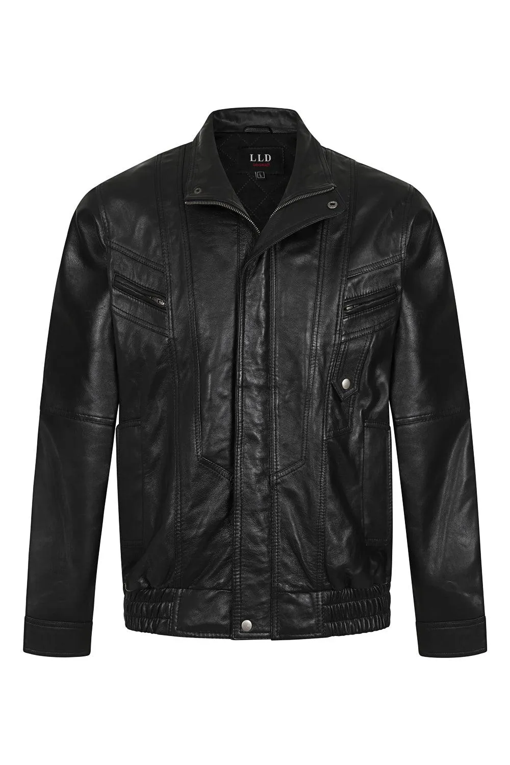 Men's Black Real Leather Classic Blouson Jacket - 'PAUL'