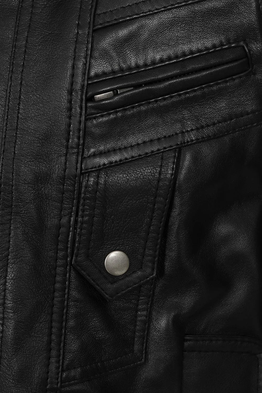 Men's Black Real Leather Classic Blouson Jacket - 'PAUL'