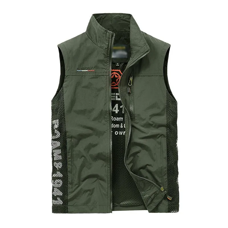 Men's Casual Quick Dry Breathable Patchwork Outdoor Fishing Vest 85381155M