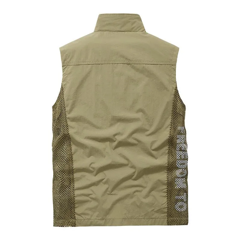 Men's Casual Quick Dry Breathable Patchwork Outdoor Fishing Vest 85381155M