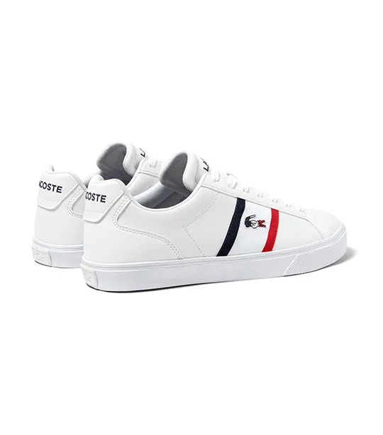 Men's Lacoste Lerond Pro Leather Tricolour Trainers White/Navy/Red