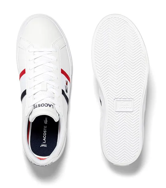 Men's Lacoste Lerond Pro Leather Tricolour Trainers White/Navy/Red