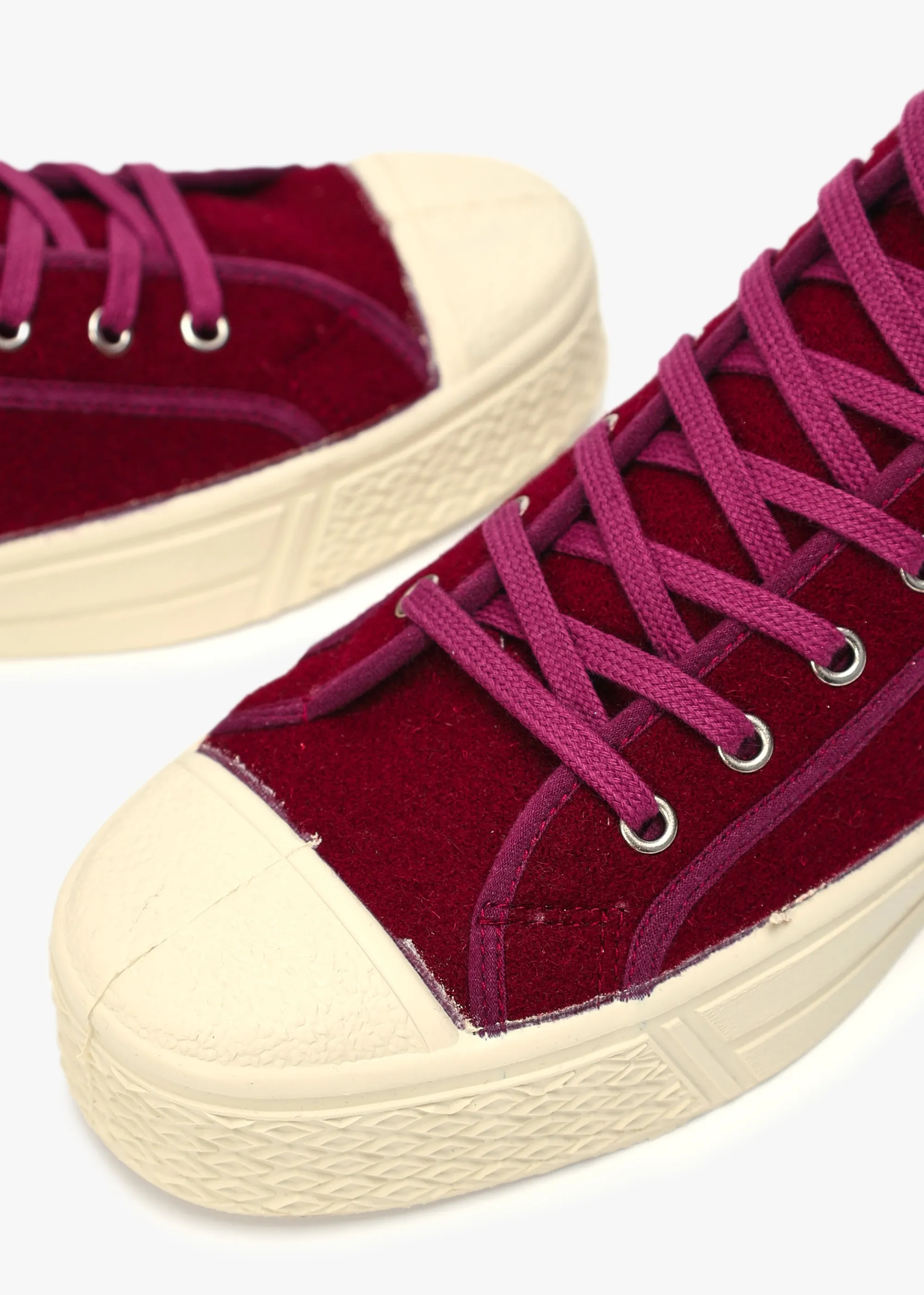 Men’s Military Felt Bordeaux High-Top Trainers