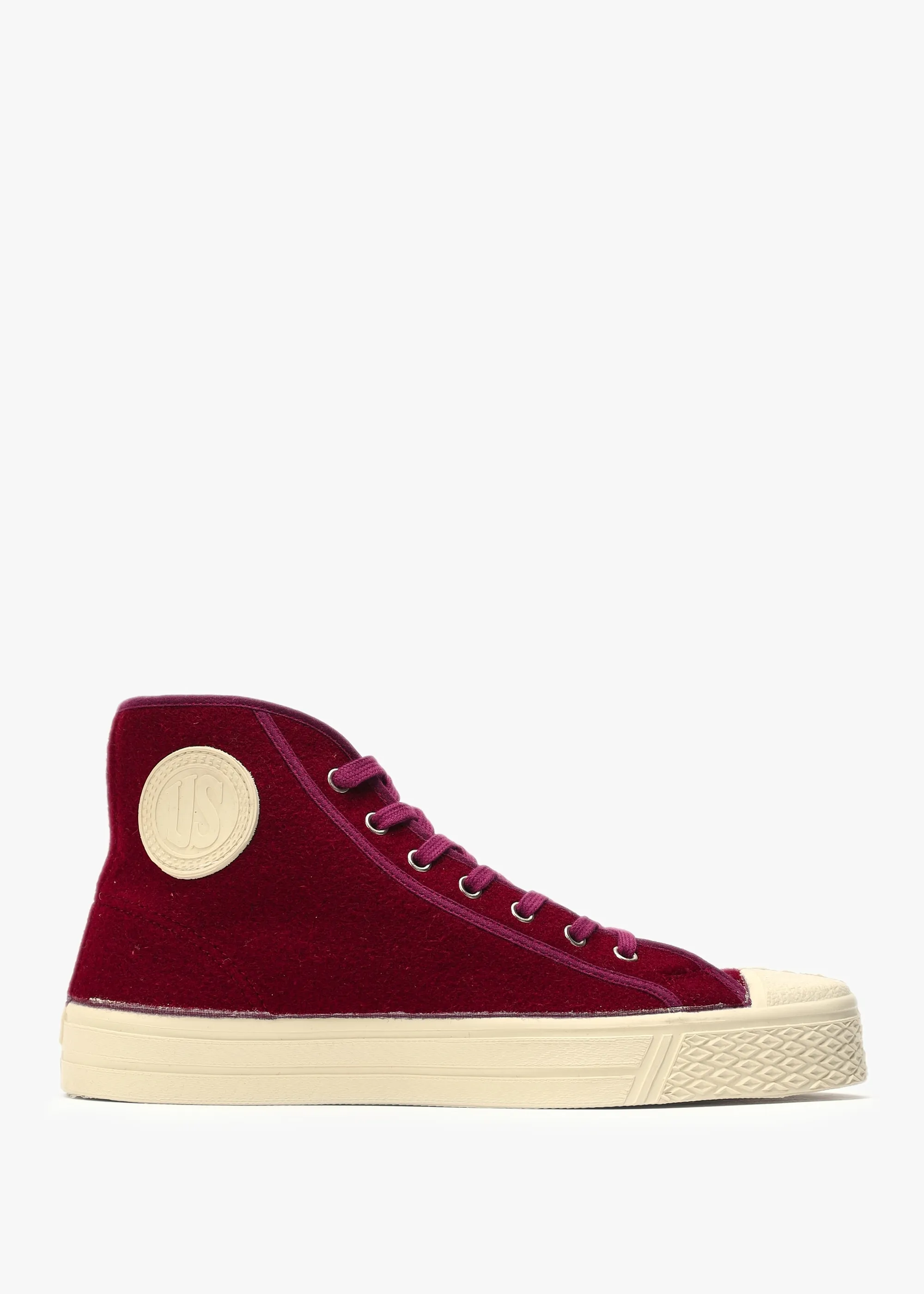 Men’s Military Felt Bordeaux High-Top Trainers