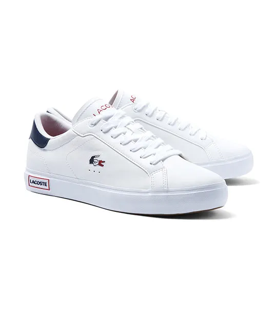 Men's Powercourt Leather Tricolor Trainers White/Navy/Red