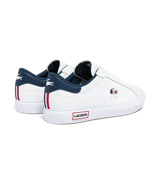 Men's Powercourt Leather Tricolor Trainers White/Navy/Red