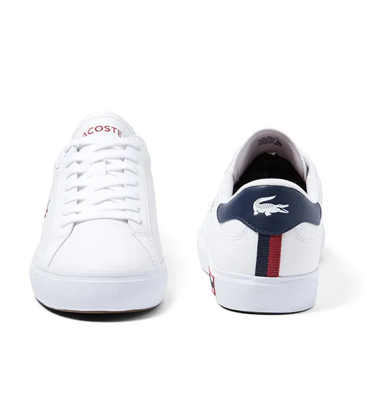 Men's Powercourt Leather Tricolor Trainers White/Navy/Red