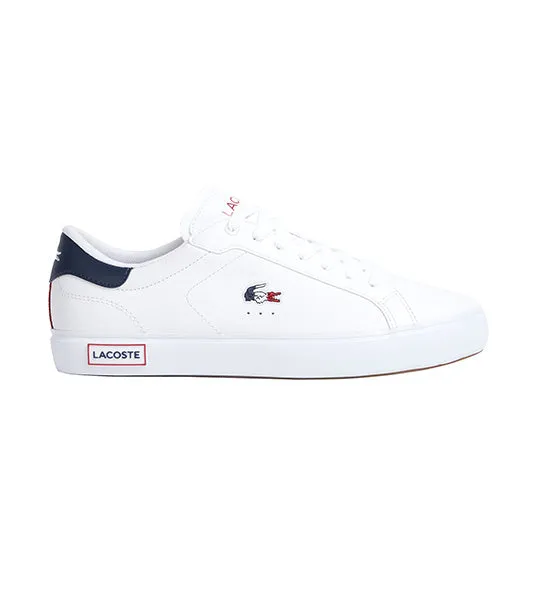 Men's Powercourt Leather Tricolor Trainers White/Navy/Red