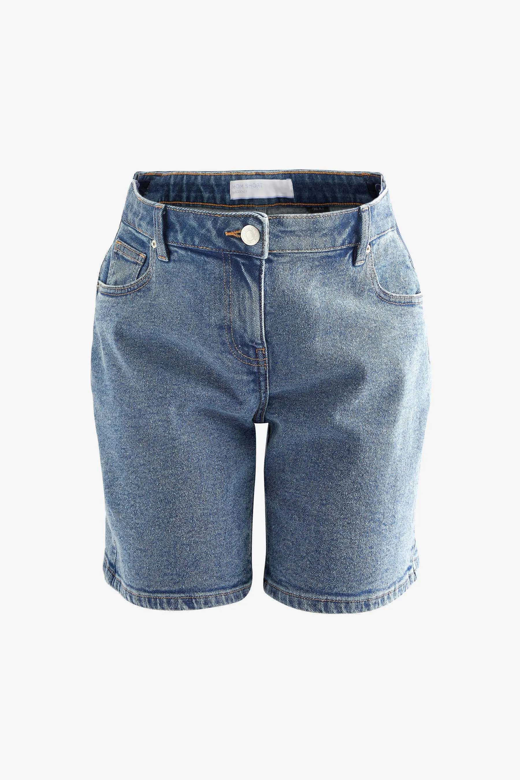 Mid Blue Maternity Denim Boyfriend Shorts