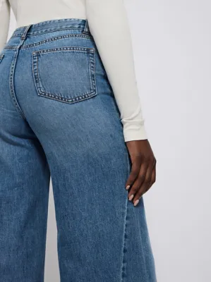 Mid Wash Super Wide Leg Jeans | Women | George at ASDA