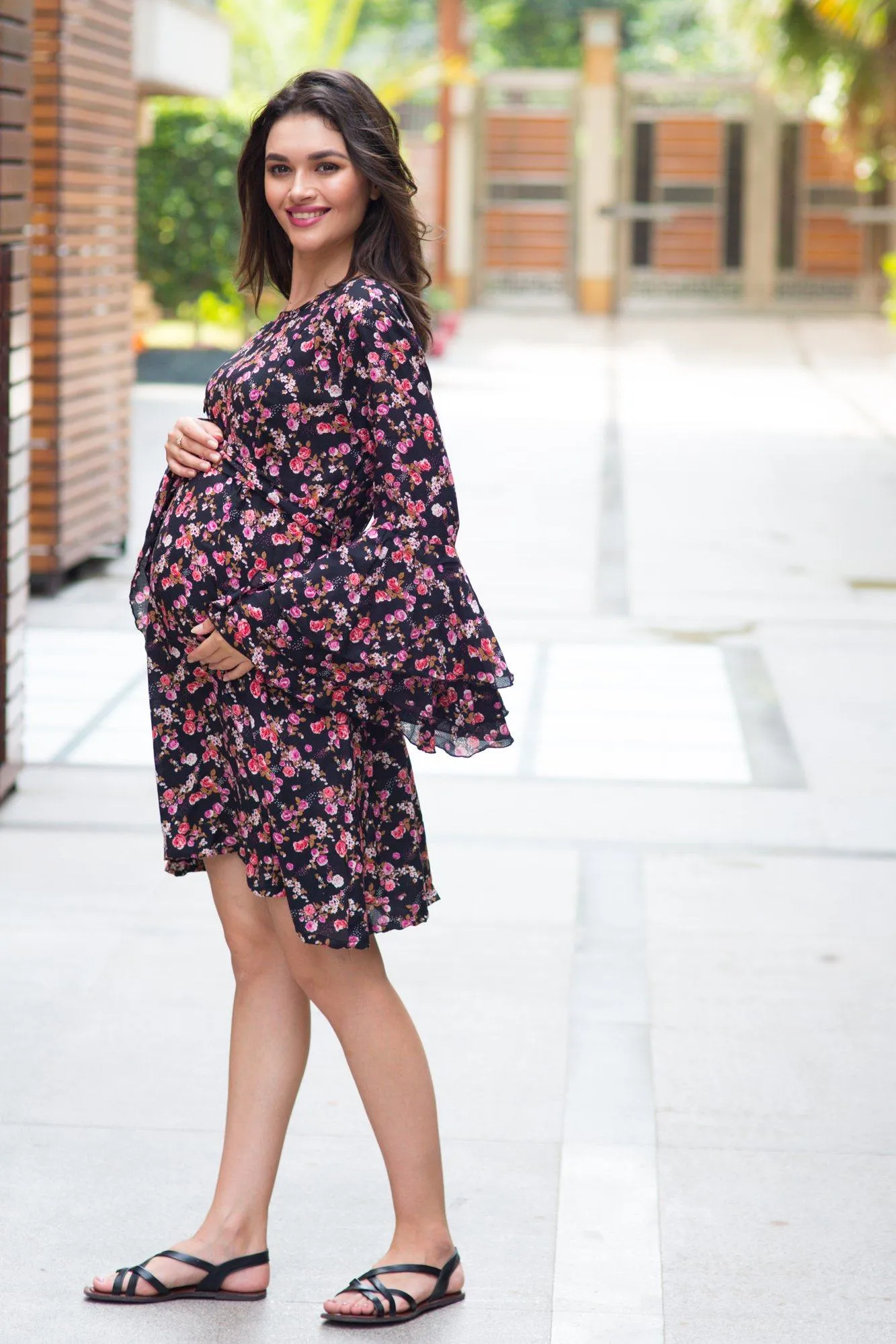 Midnight Floral Maternity & Nursing Dress