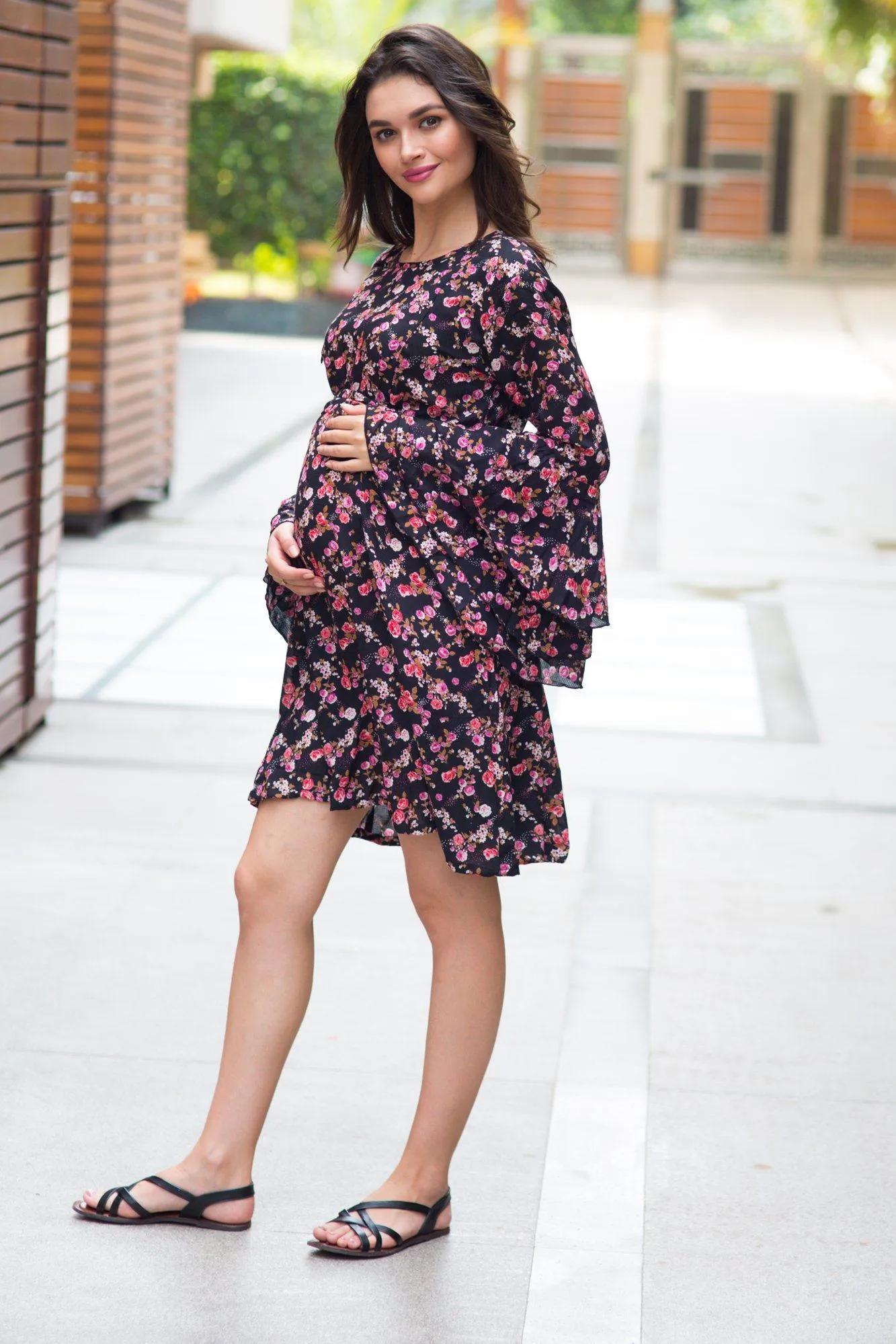 Midnight Floral Maternity & Nursing Dress