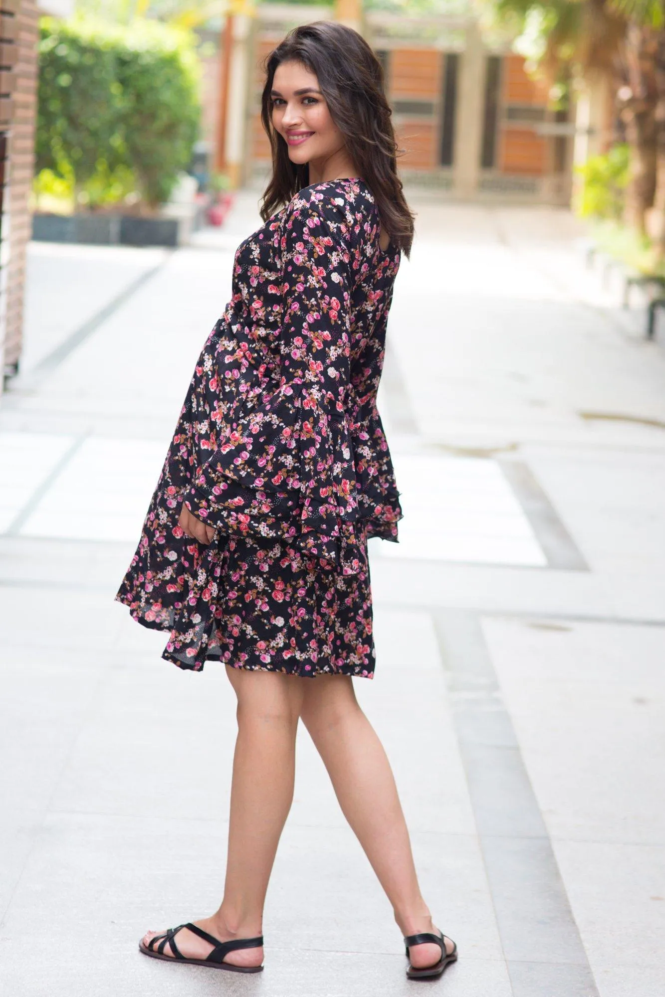 Midnight Floral Maternity & Nursing Dress