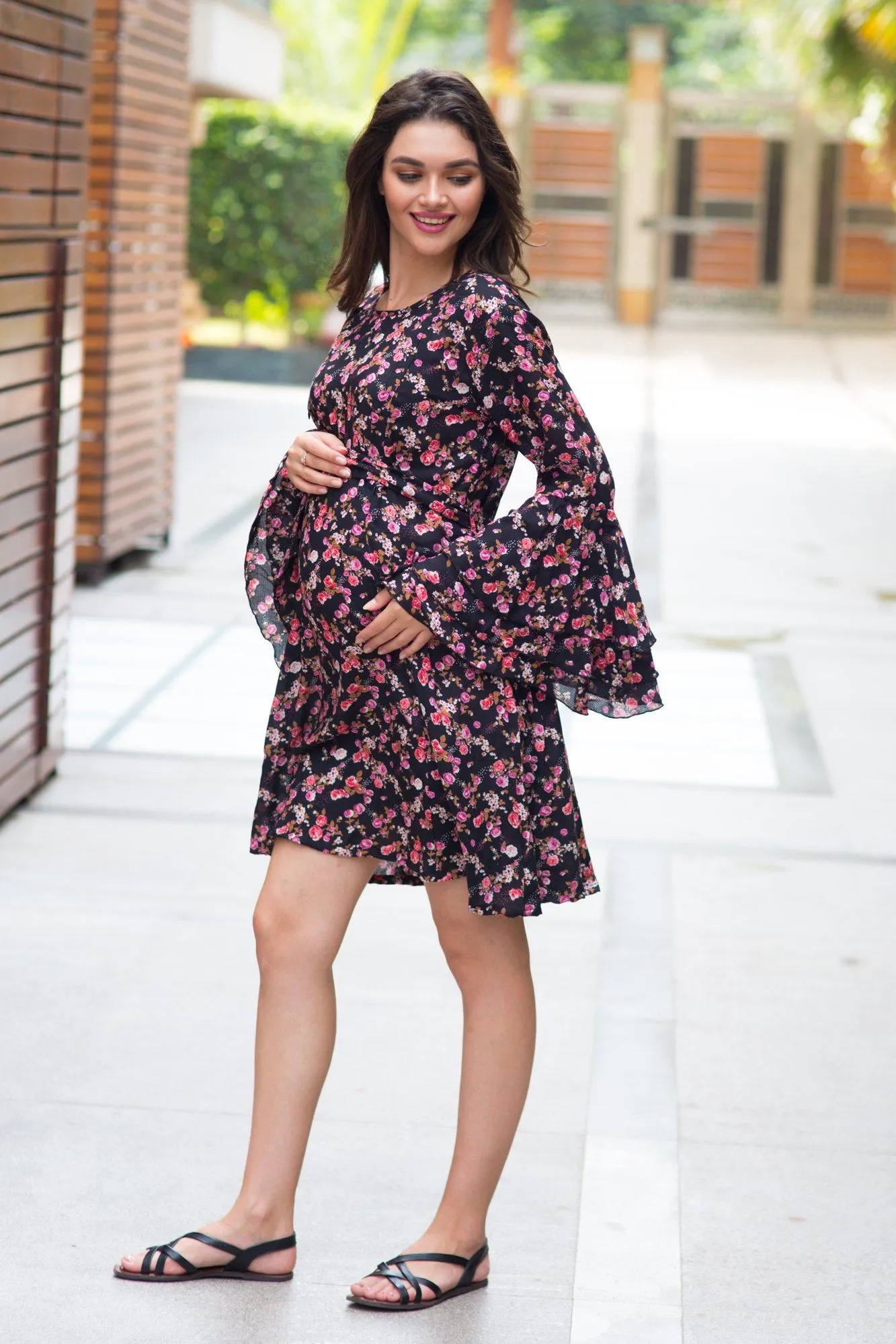 Midnight Floral Maternity & Nursing Dress