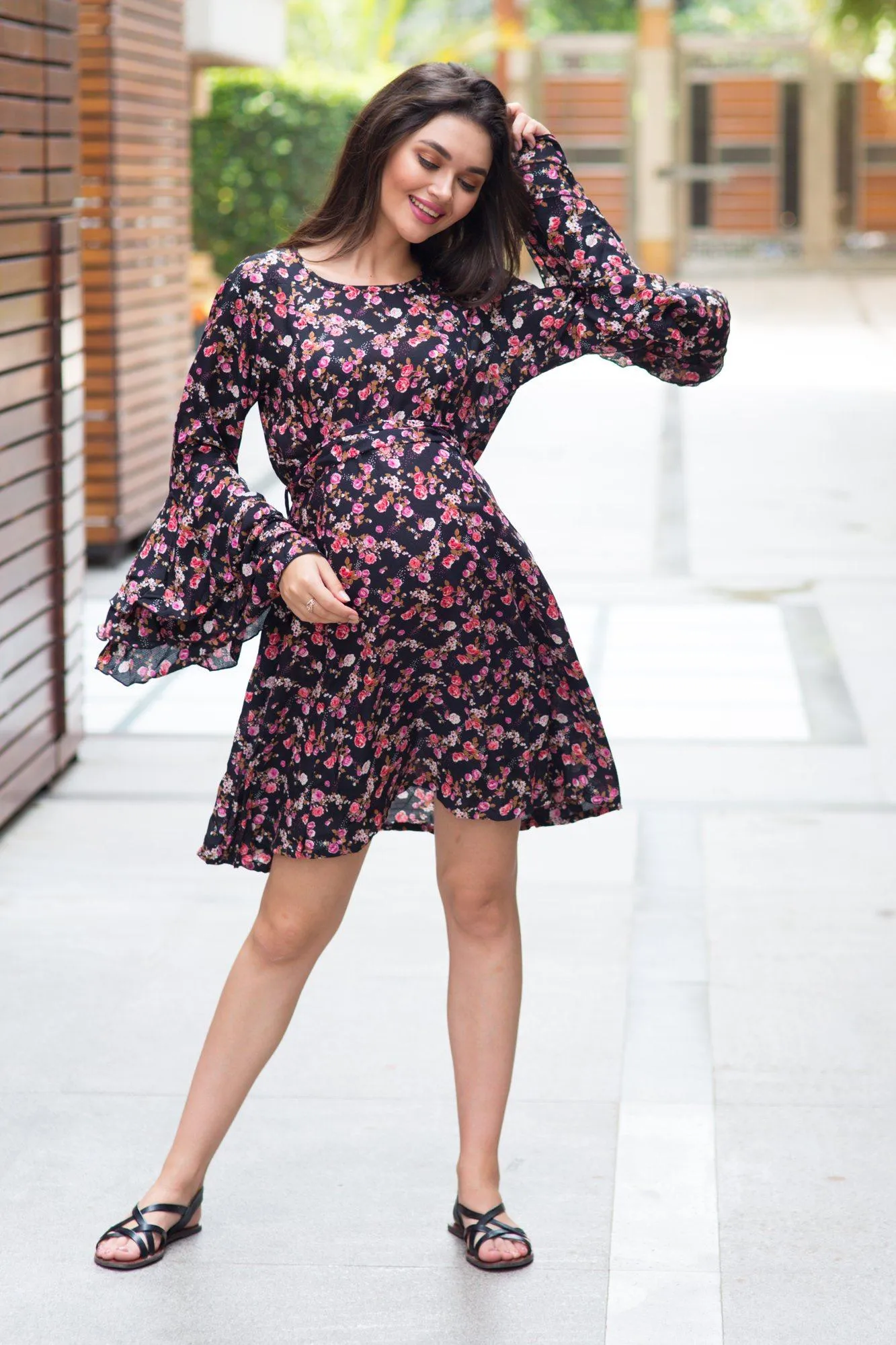 Midnight Floral Maternity & Nursing Dress