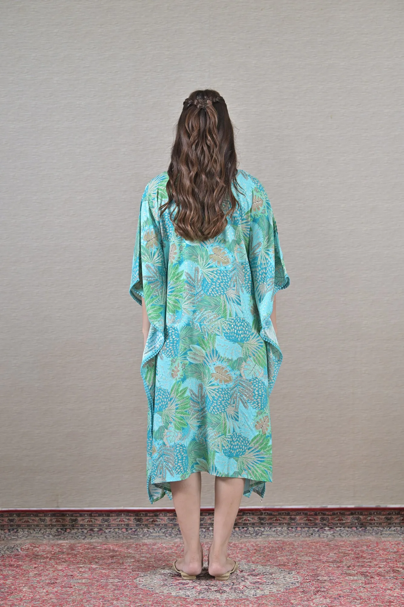 Mint Leafy Maternity & Nursing Kaftan (100% Cotton)