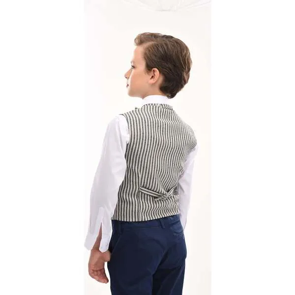 Moustache Ruggero Striped Vest Outfit, Gray