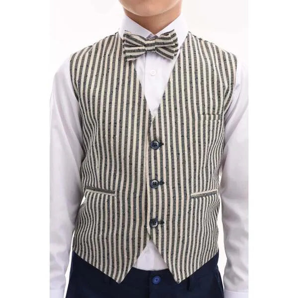 Moustache Ruggero Striped Vest Outfit, Gray