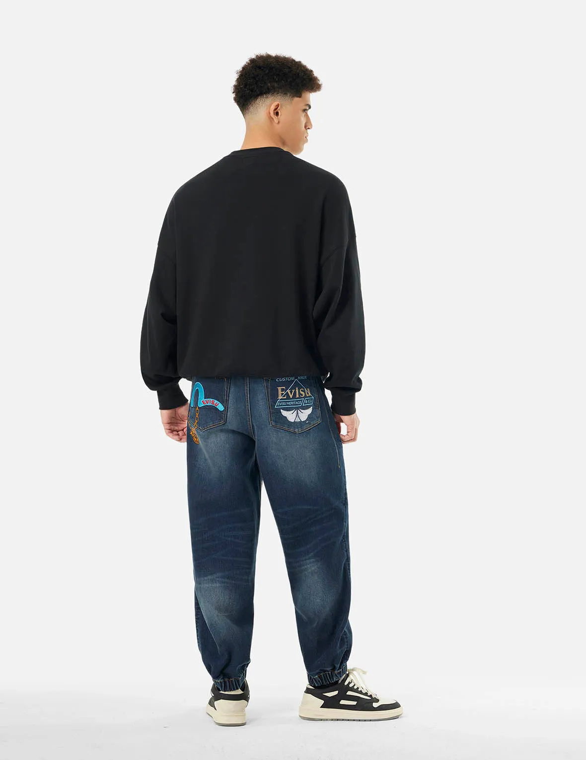 Multi-designed Pattern Baggy Denim Joggers