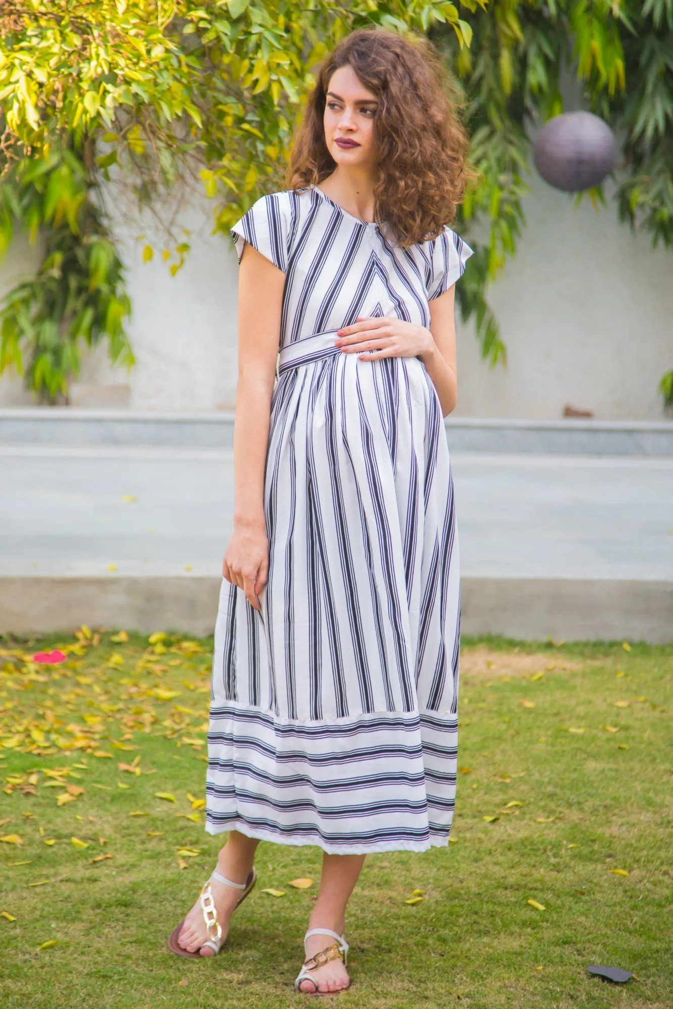 Muse Striped Maternity & Nursing Dress