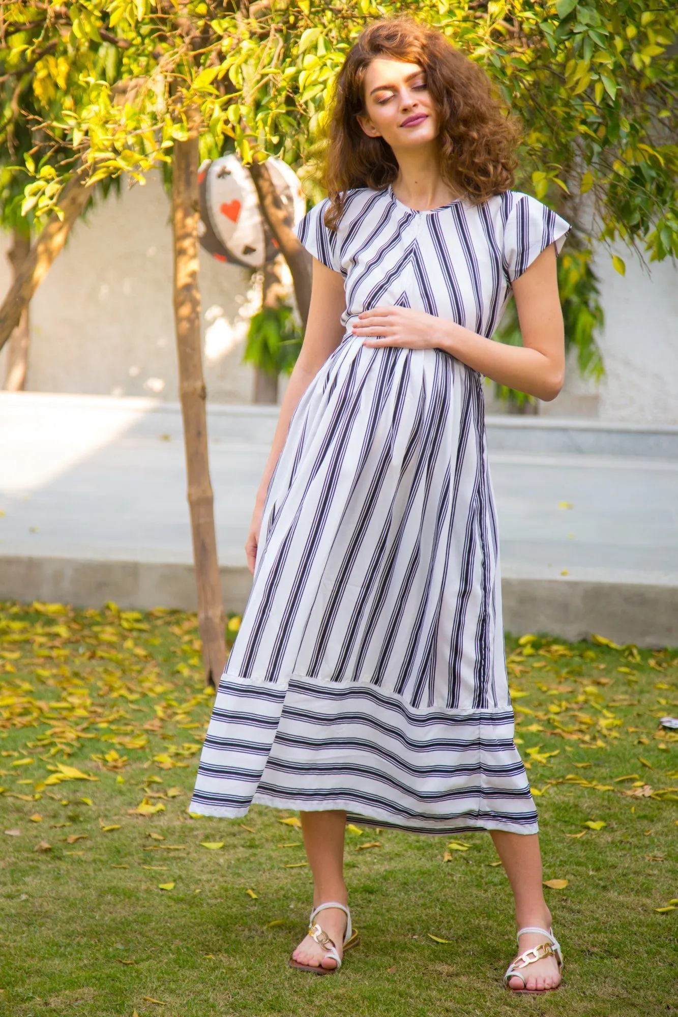 Muse Striped Maternity & Nursing Dress