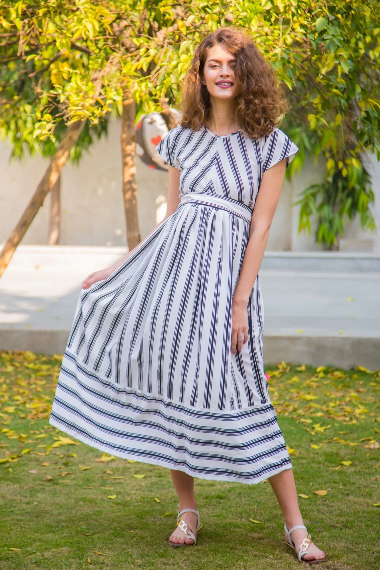 Muse Striped Maternity & Nursing Dress