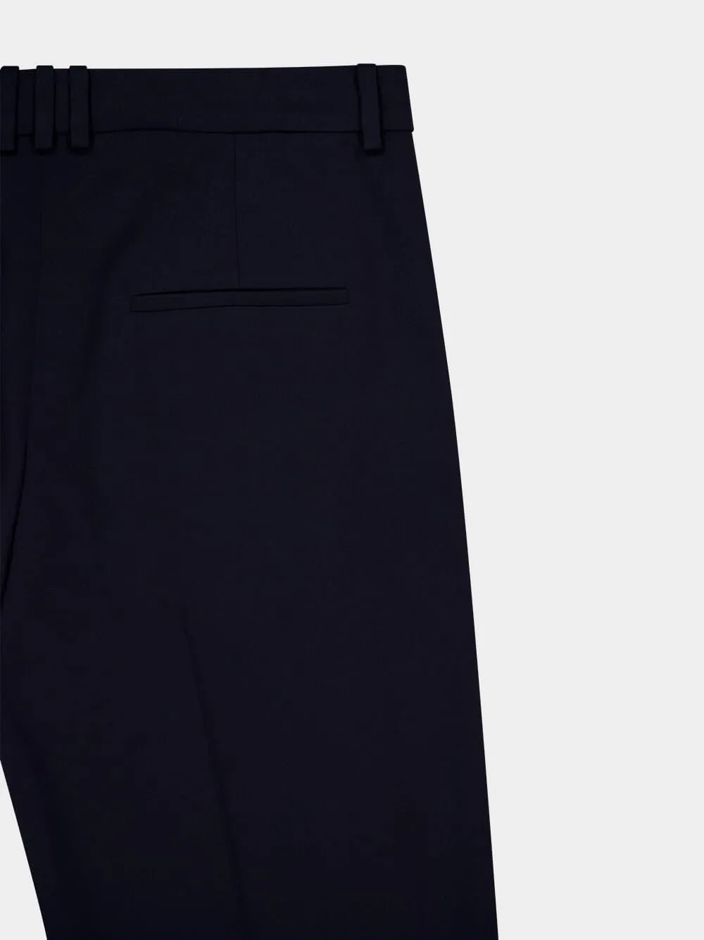 Navy Blue Pleated Grain de Poudre Trousers